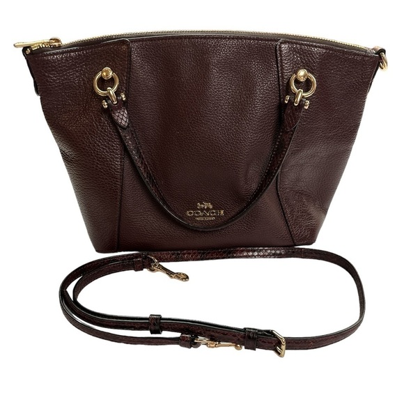 Coach Maroon Pebbled Leather Crossbody Shoulder Satchel Purse - Picture 1 of 7